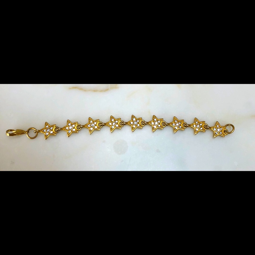 SUPER SPARKLY GOLD-TONE STAR BRACELET W/LOBSTER CLASP & BEAUTIFUL CRYSTALS 💎💎